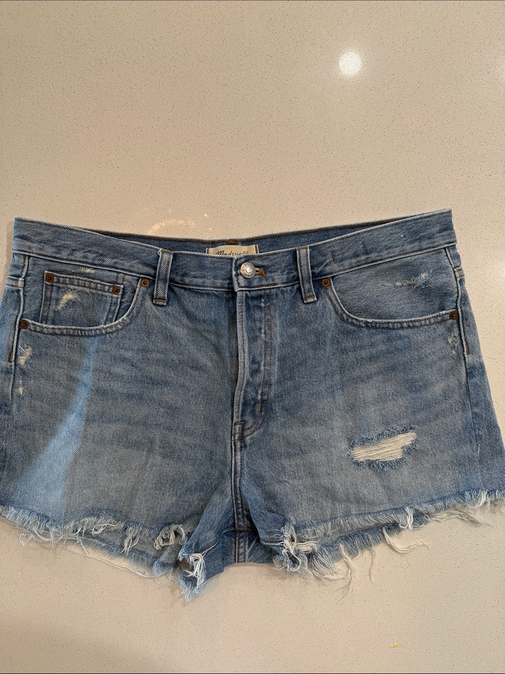 Madewell The Brynn Short Light Wash Denim Cutoff Distressed Shorts Size 3